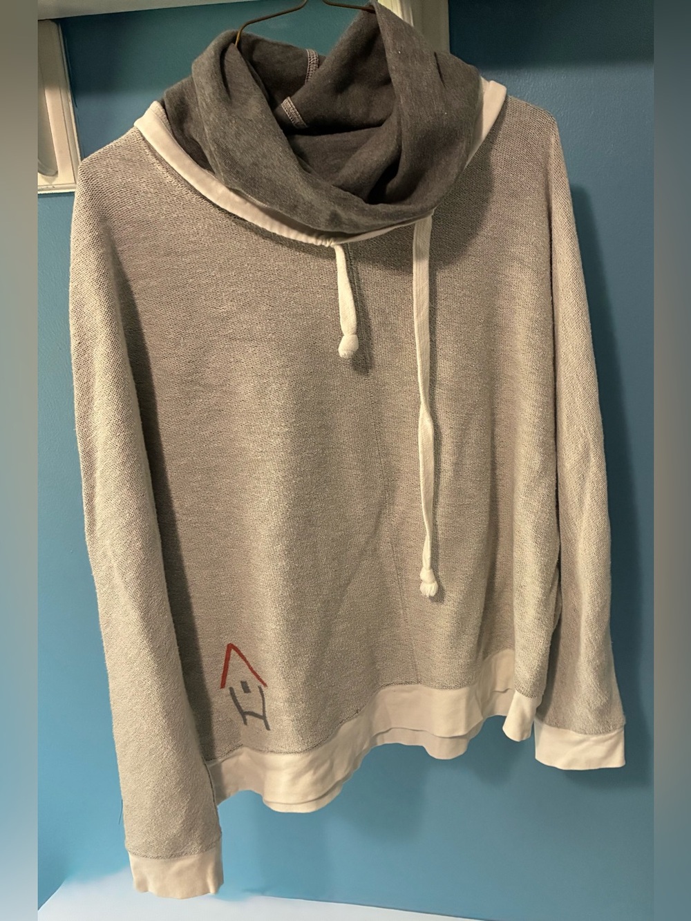 Phat Buddha Cowl Neck Sweatshirt Grey Sz L